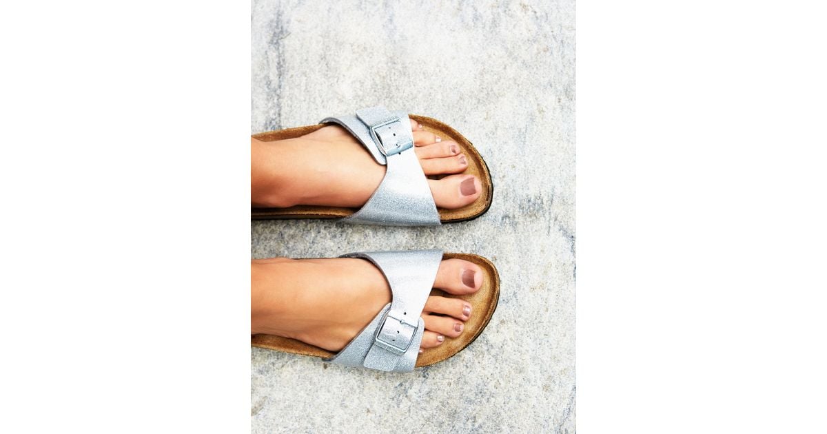 Free People Madrid Glitter Birkenstock in Silver (Blue) Lyst