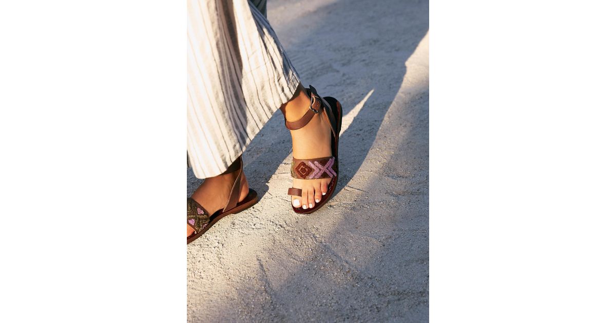 free people torrence flat sandal in leather