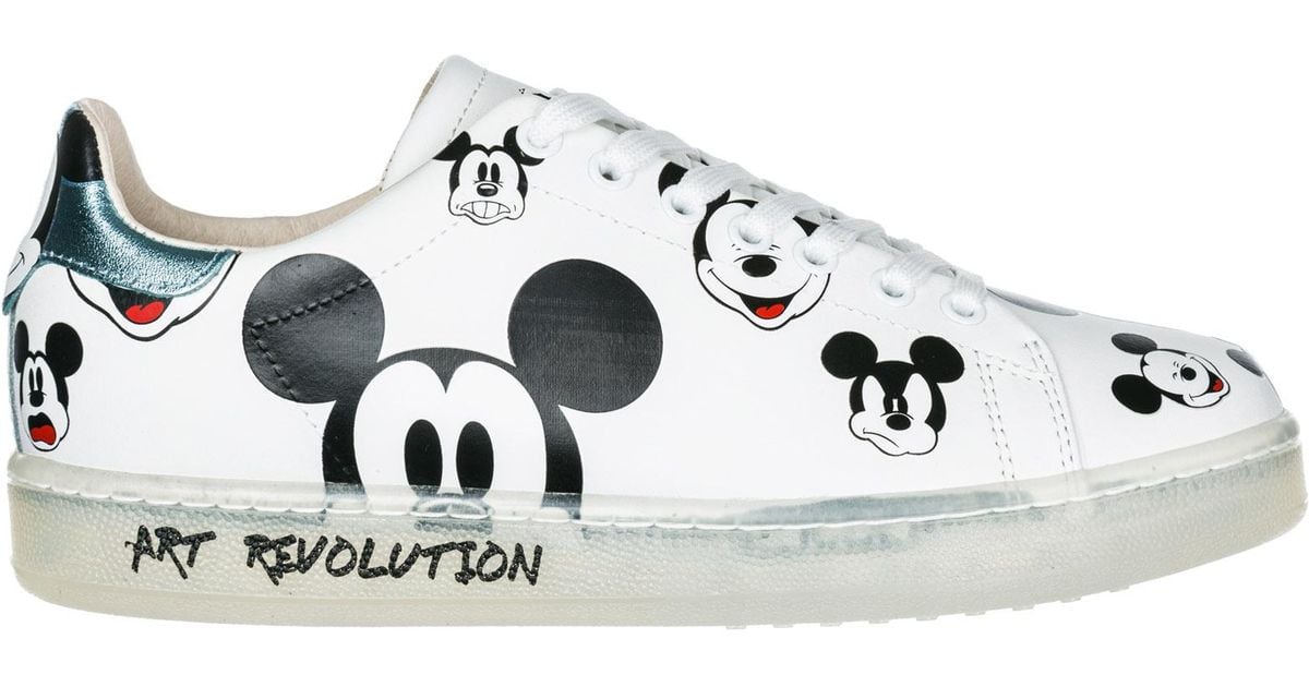 MOA Women's Shoes Leather Trainers Sneakers Disney Mickey Mouse in