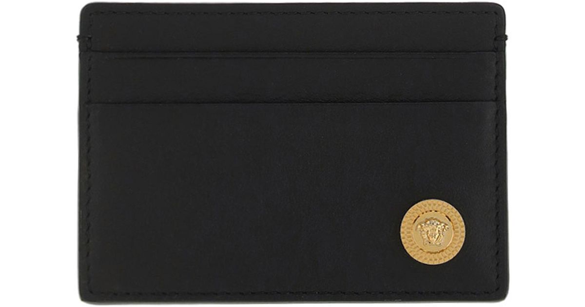 Versace Leather La Medusa Biggie Credit Card Holder in Black for Men