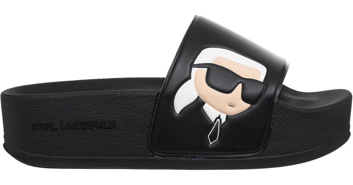 KARL LAGERFELD コンド モノグラム スリッポン スライド Karl Lagerfeld Kondo Karl Ikonik Slides in Black for Men | Lyst