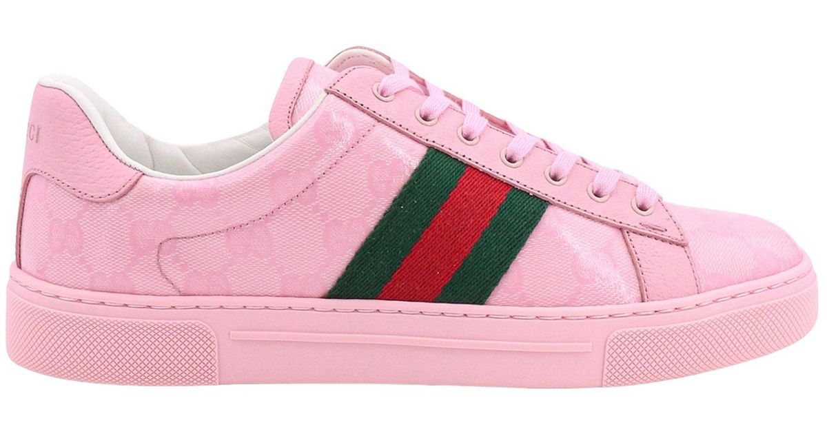 Womens pink gucci best sale trainers