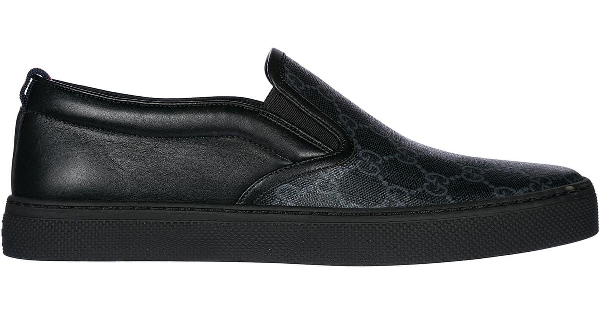 Gucci Leather Slip On Sneakers gg in Nero (Black) for Men - Lyst