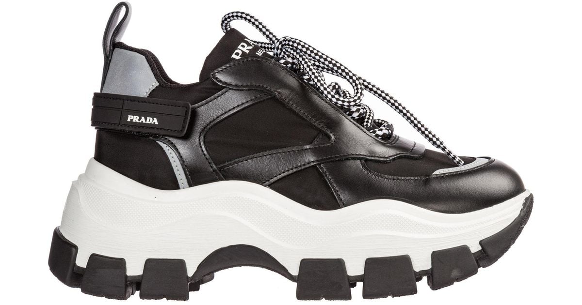 ladies black prada trainers