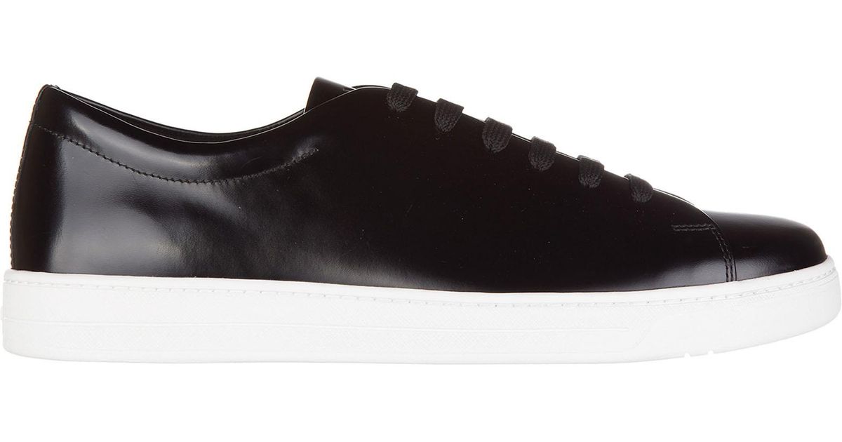 Prada Shoes Leather Trainers Sneakers Spazzolato Rois in Black for Men |  Lyst Canada