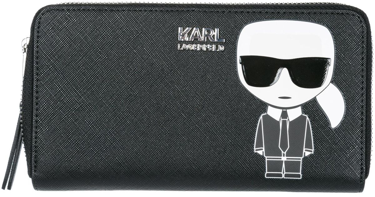 Karl Lagerfeld Black Leather Wallet - Lyst