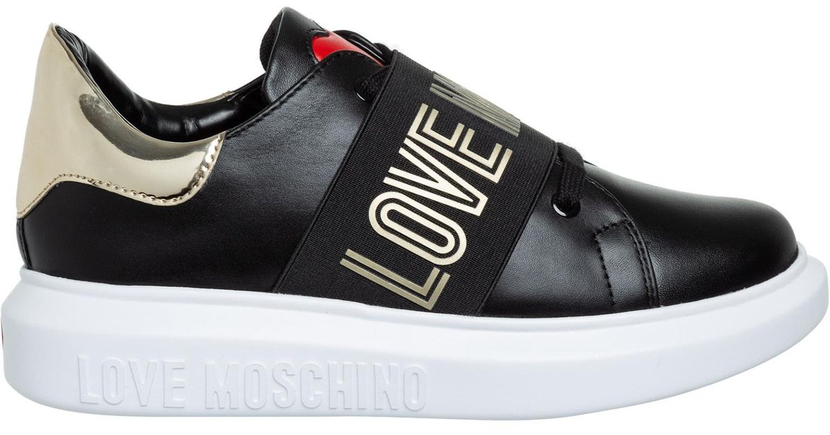 Love Moschino Leather Sneakers in Black | Lyst Canada
