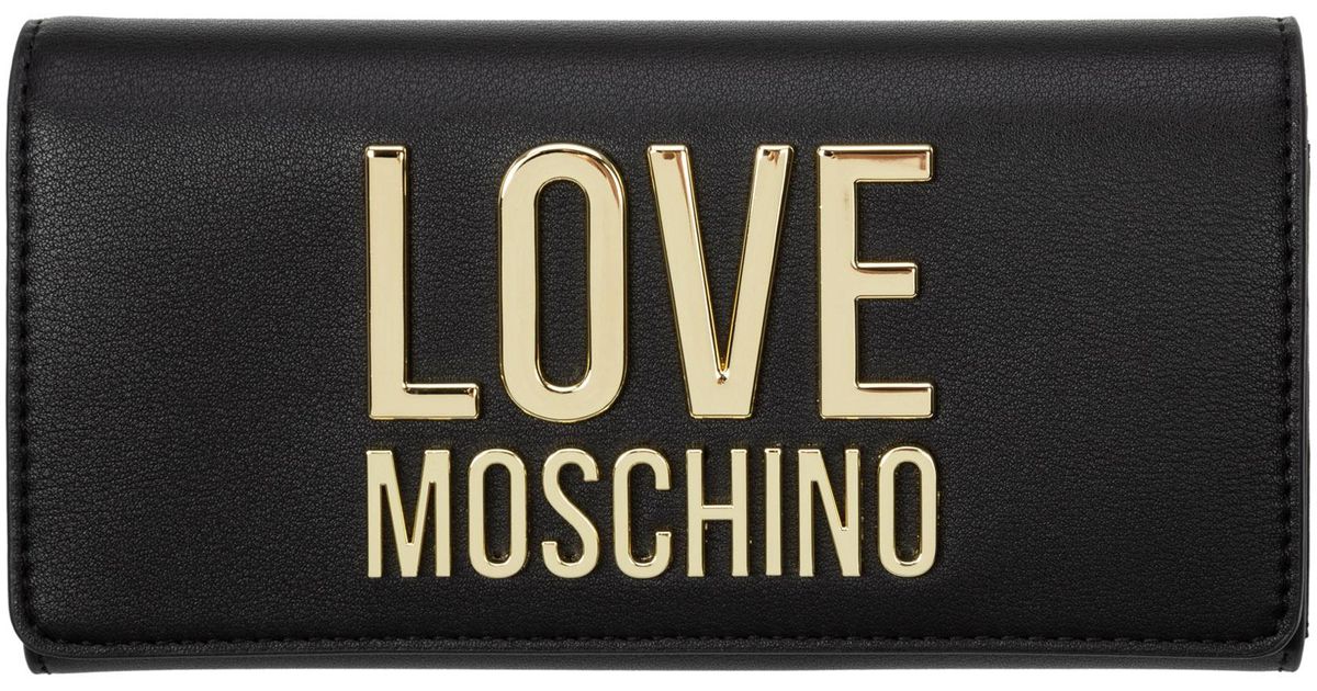 Love Moschino Wallet Coin Case Holder Purse Card Bifold in Black | Lyst
