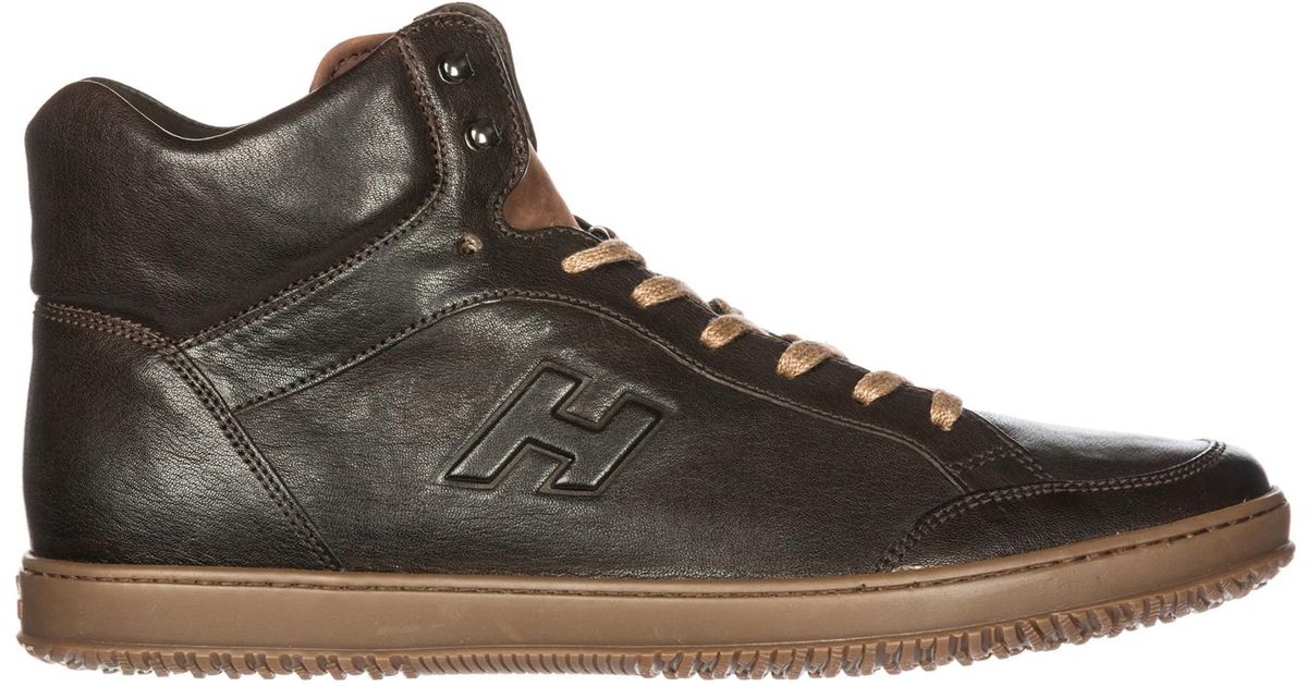 Scarpe sneakers alte uomo in pelle h168 derby mid cutHogan in Pelle da Uomo  colore Marrone | Lyst