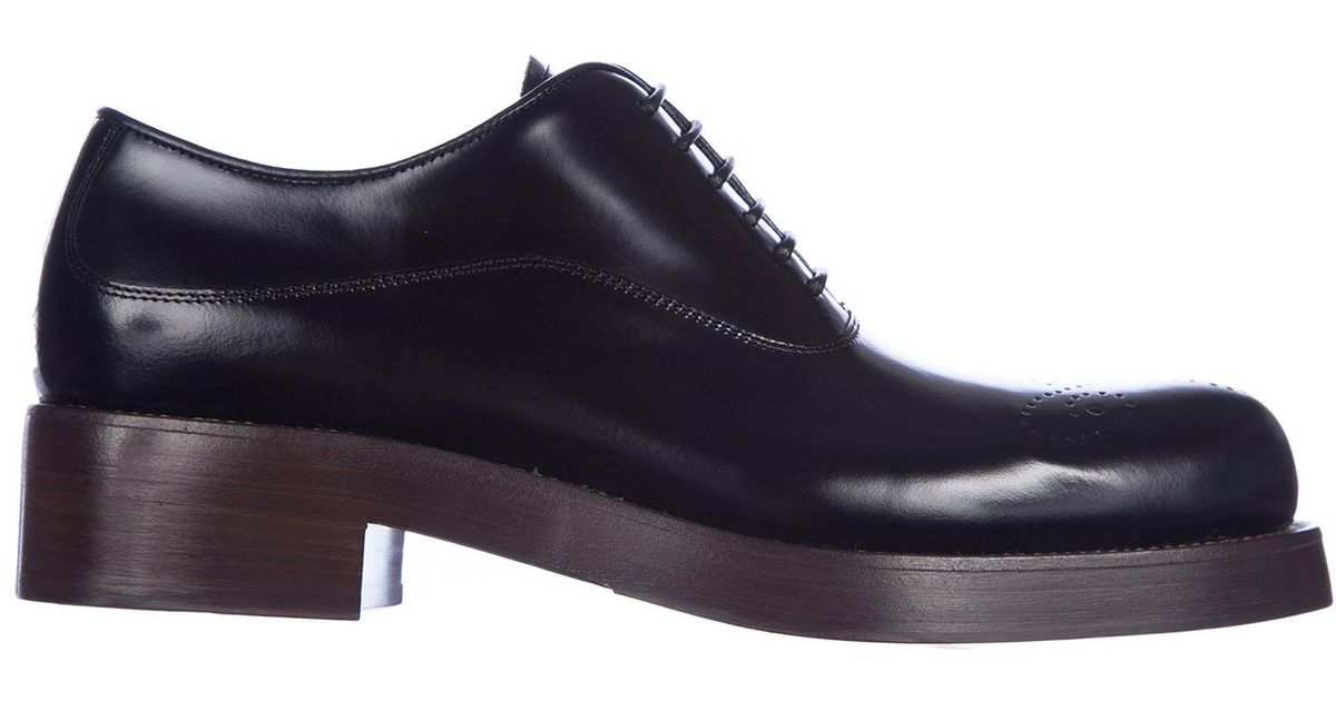 Prada Classic Leather Lace Up Laced Formal Shoes Francesina in Nero ...