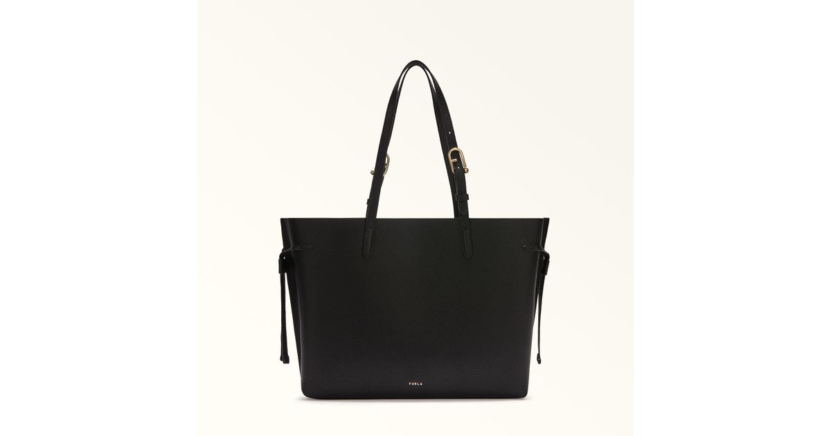 Furla Ava Tote Nero Double Pebble Calf Leather in Black | Lyst