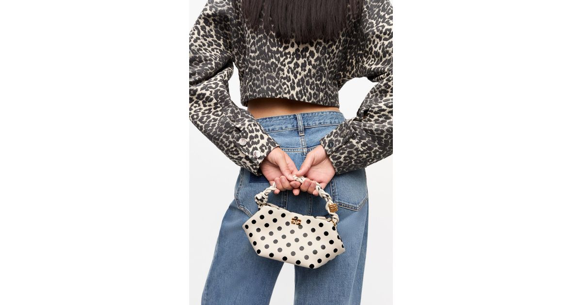 Ganni Polka-Dot Mini Bou Bag in Gray | Lyst