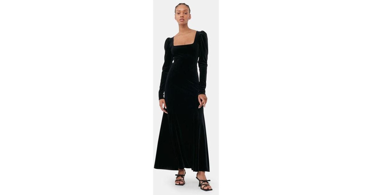 princess polly baby blue dress Marcella Women's Kathleen Ruched One-Shoulder Velvet Midi Dress - Black main image 0
