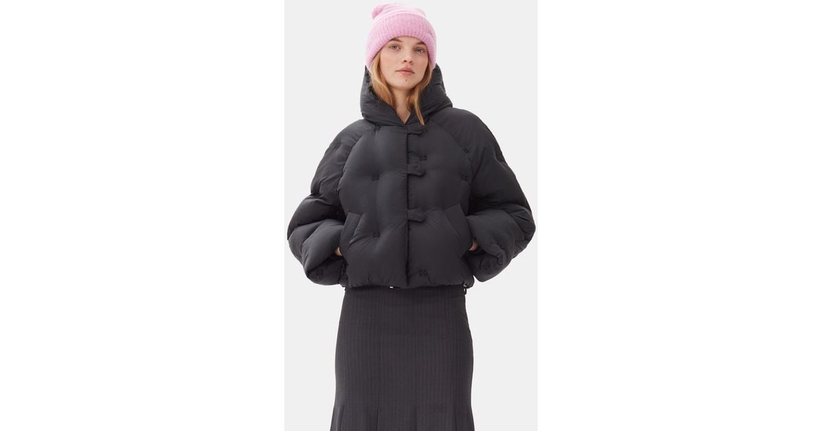 Ganni Short Tech Puffer Jacket in Black | Lyst
