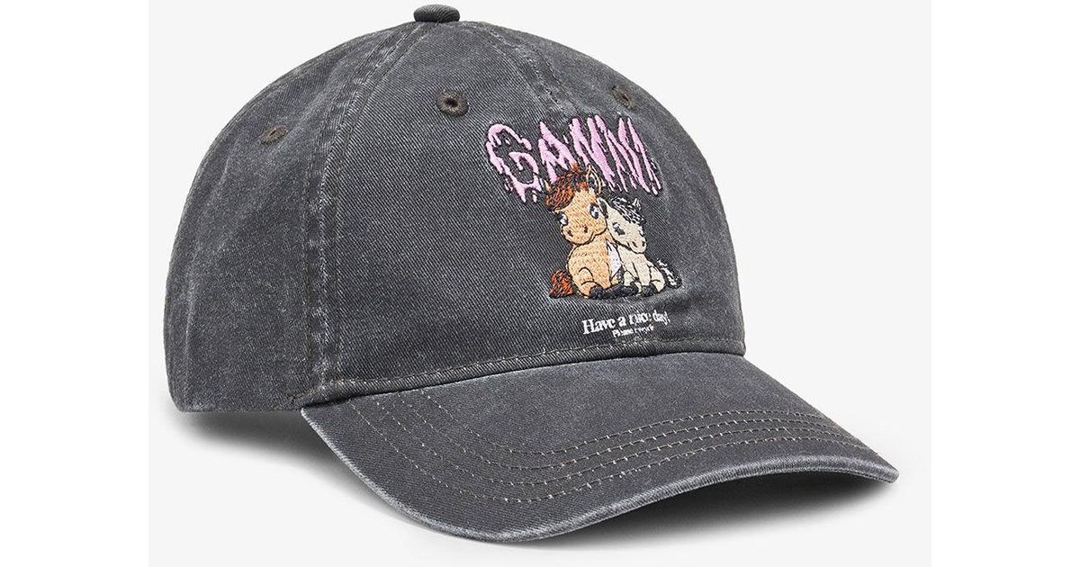 Ganni Washed Cotton Canvas Cap | Lyst UK