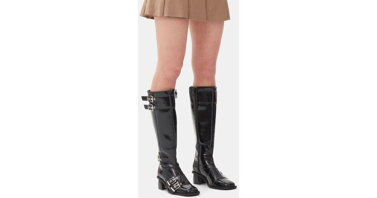 Ganni Feminine Buckle High Boots in Black Lyst