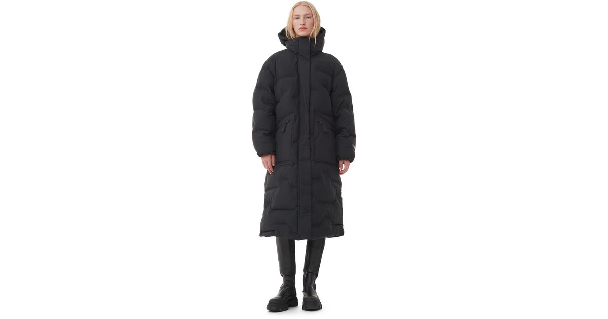 Ganni Long Sleeve Oversized Soft Puffer Coat Jacket in Black | Lyst