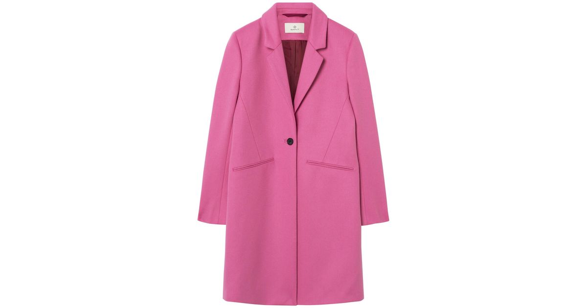 GANT Wool Classic Tailored Coat in Pink - Lyst