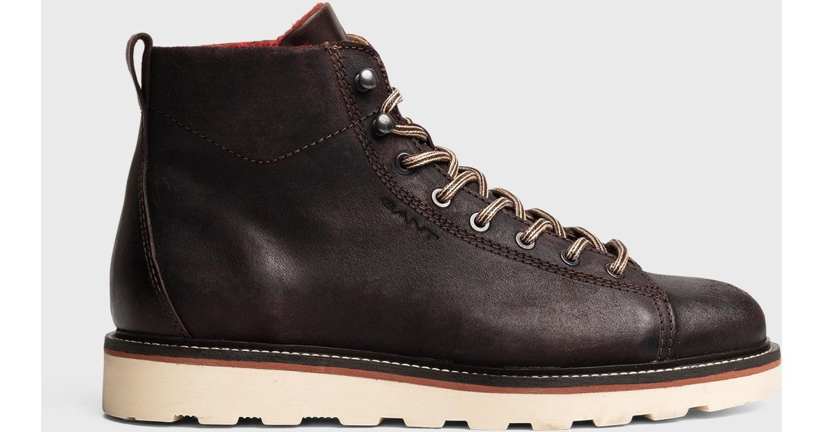 GANT Don Mid Lace Boots in Black Coffee 