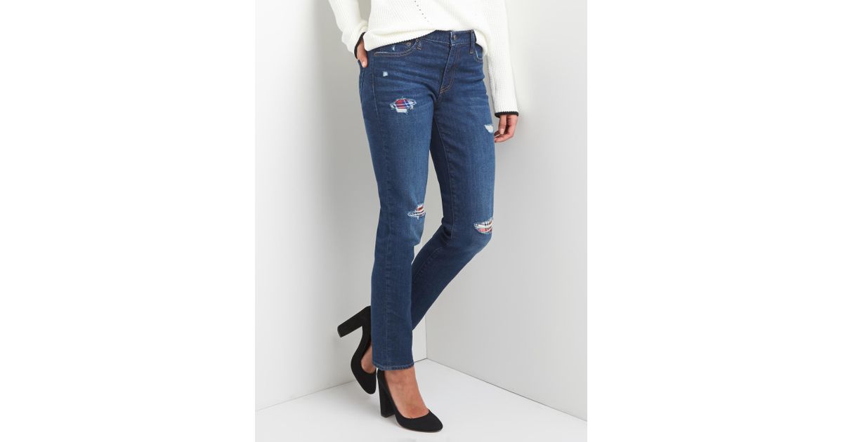 gap mid rise real straight jeans