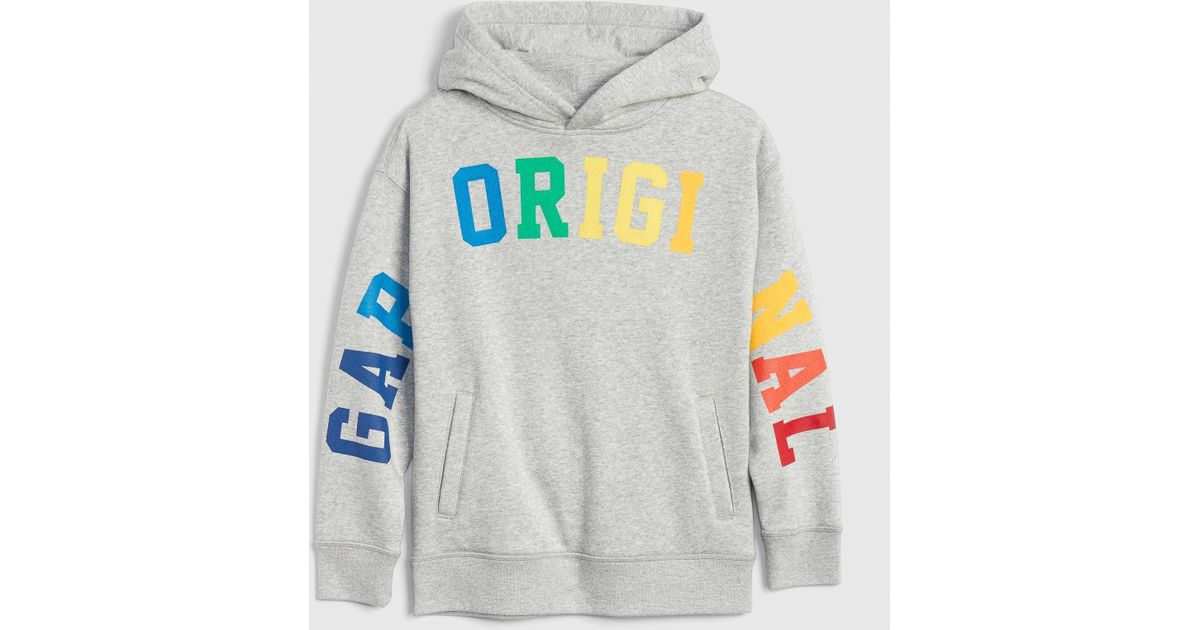 Gap Rainbow Logo Hoodie Sweatshirt In Fleece in Light Heather Gray (Gray)  for Men - Lyst