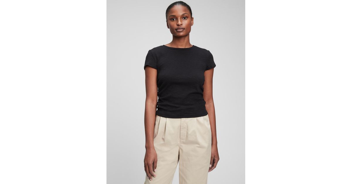 Gap Cotton Ruched Cropped T-shirt in 