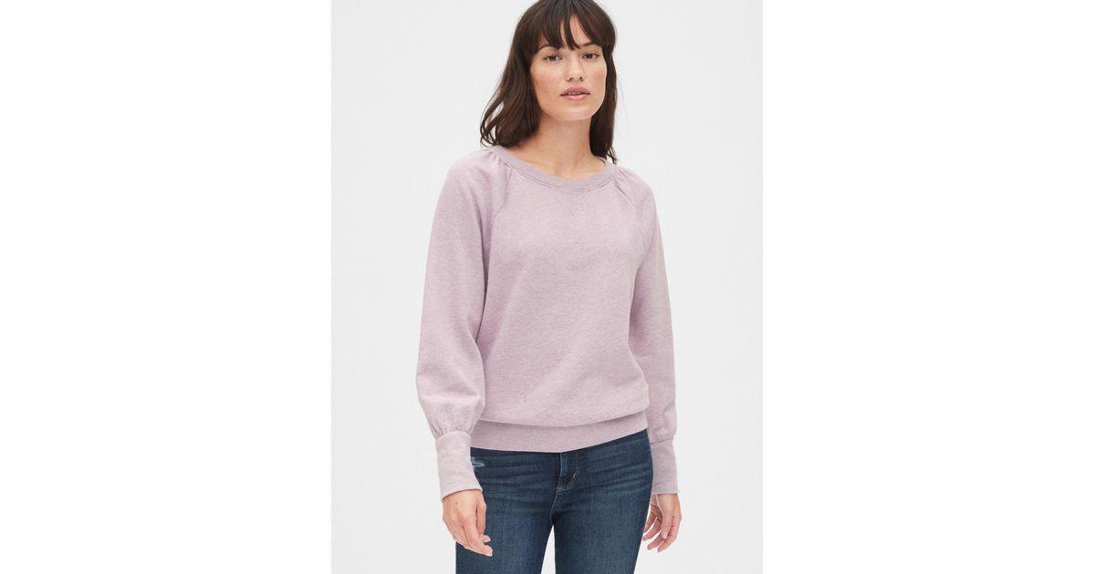 puff sleeve crew neck sweater