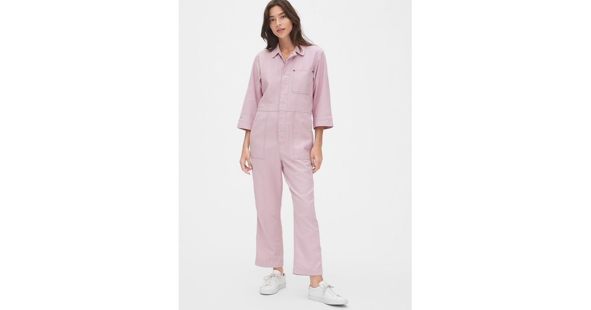 purple utility jumpsuit