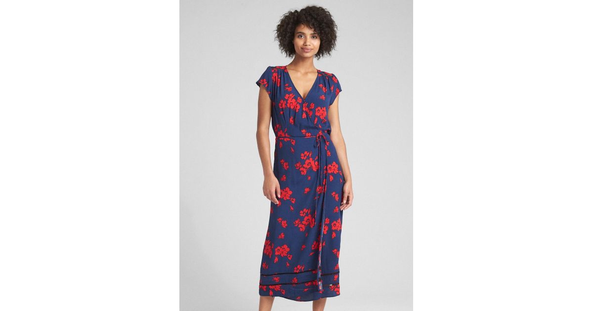 gap floral wrap dress