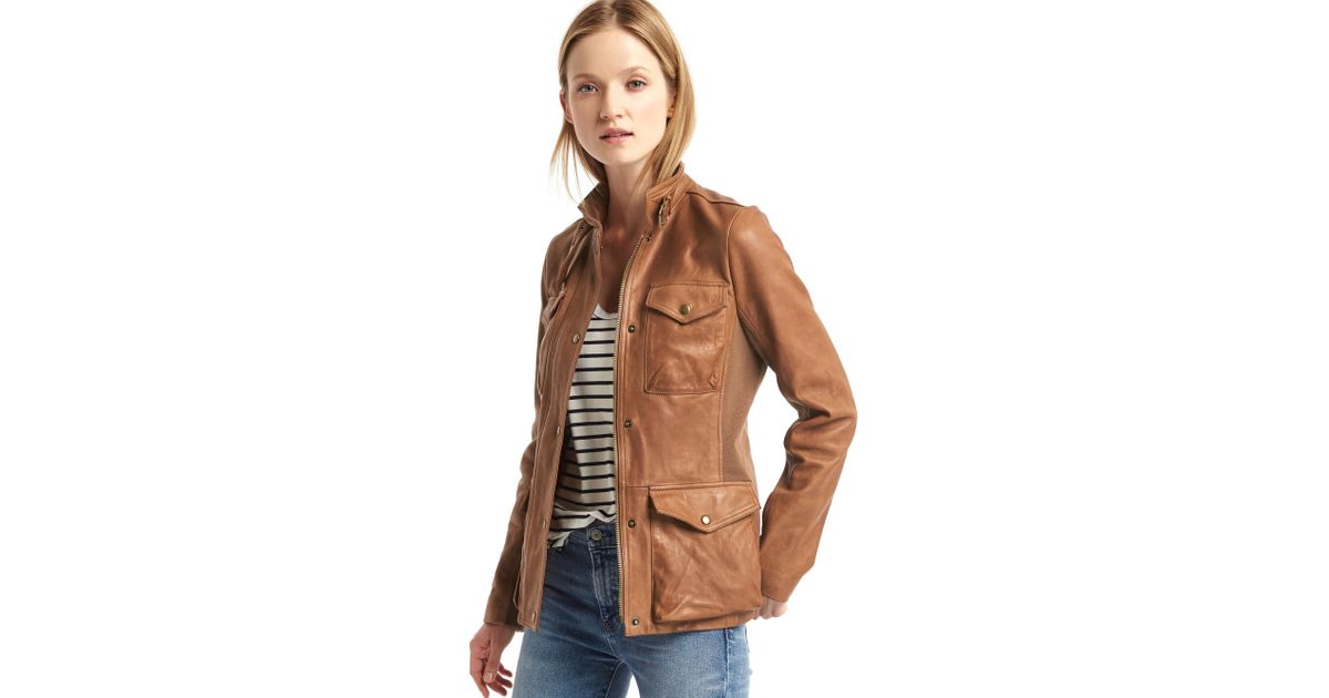 gap brown leather jacket