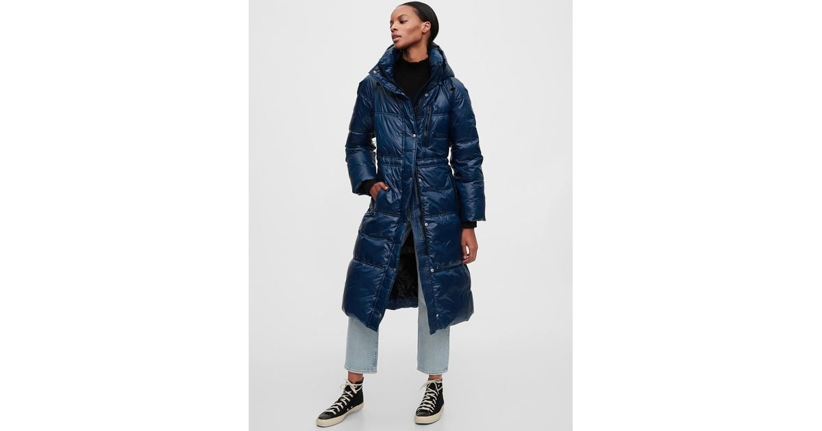 upcycled long puffer coat