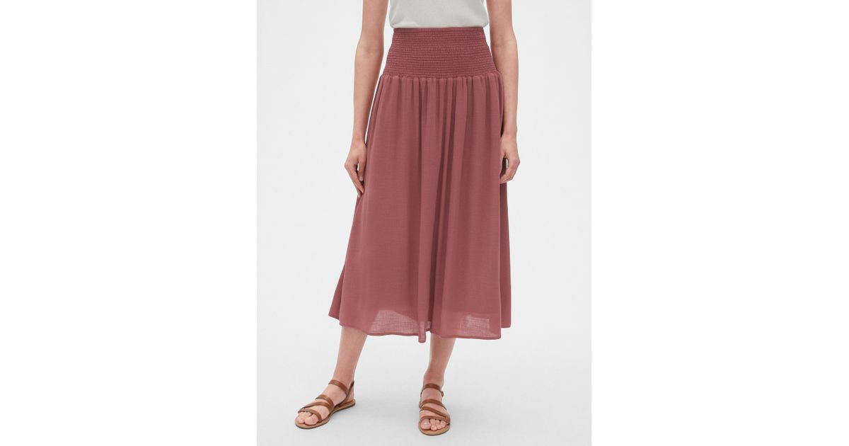 smocked waist midi skirt