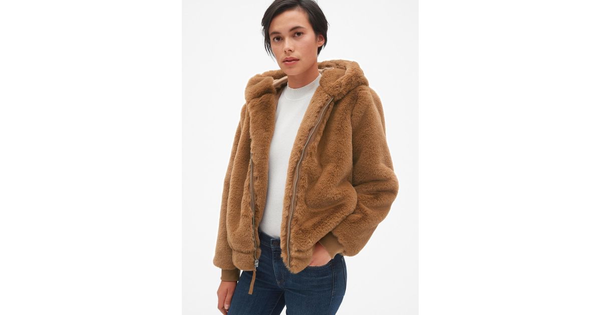 gap faux fur hooded jacket