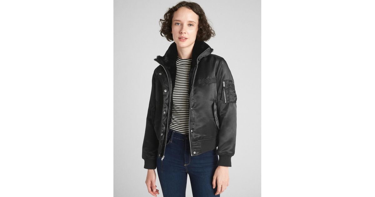 gap faux fur bomber jacket