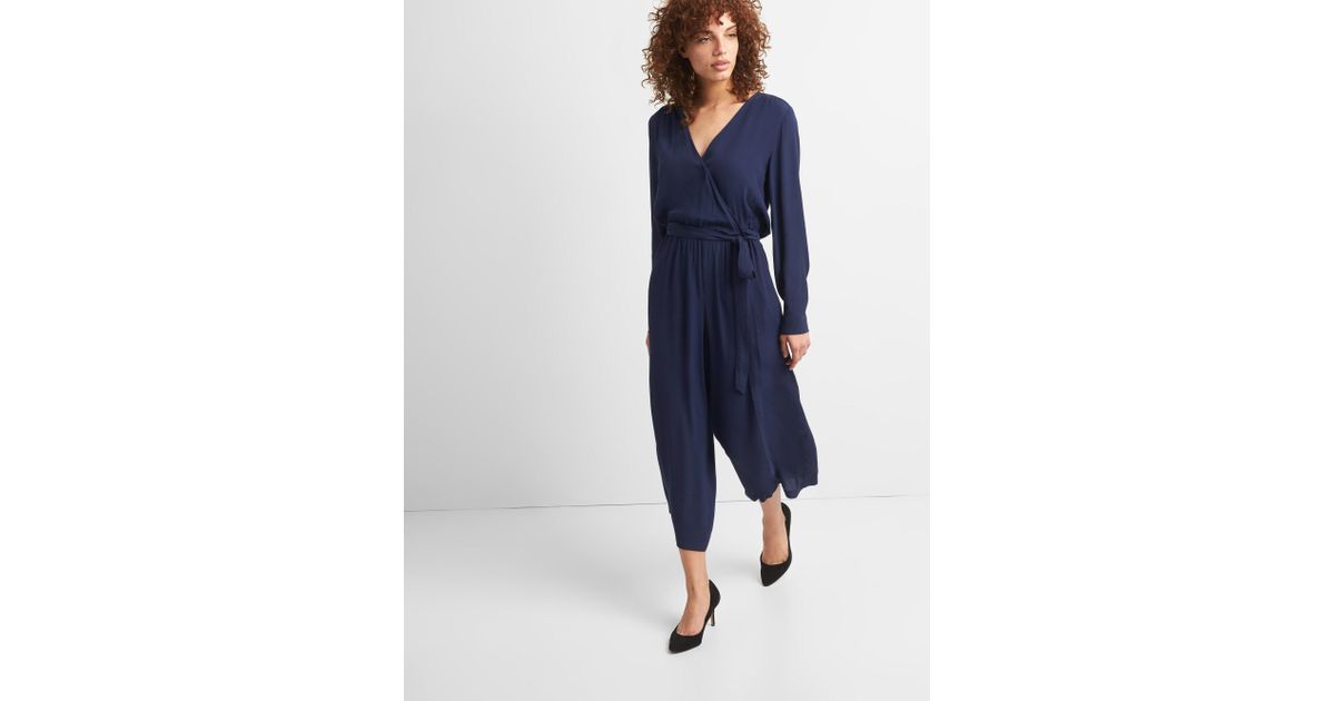 gap long sleeve wrap jumpsuit