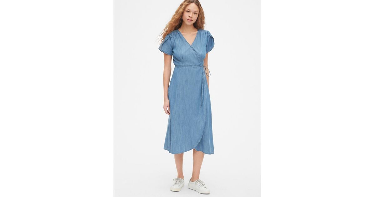 short sleeve midi wrap dress