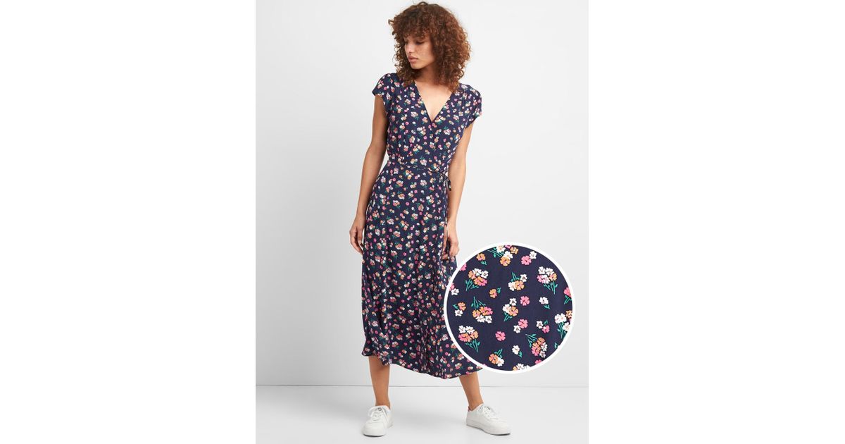 gap floral wrap dress