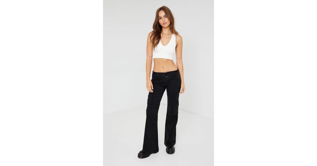 Garage Cotton Flare Cargo Pant W/ Belt in Blue Lyst