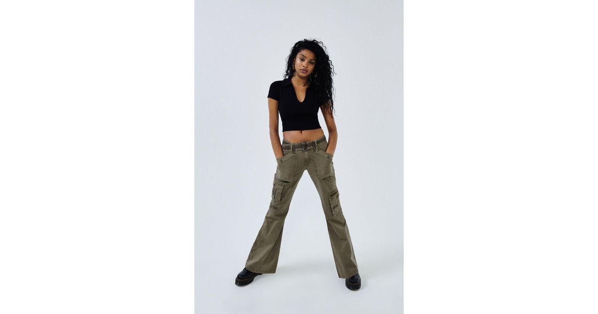 Garage Cotton Flare Cargo Pant W/ Belt Lyst Canada