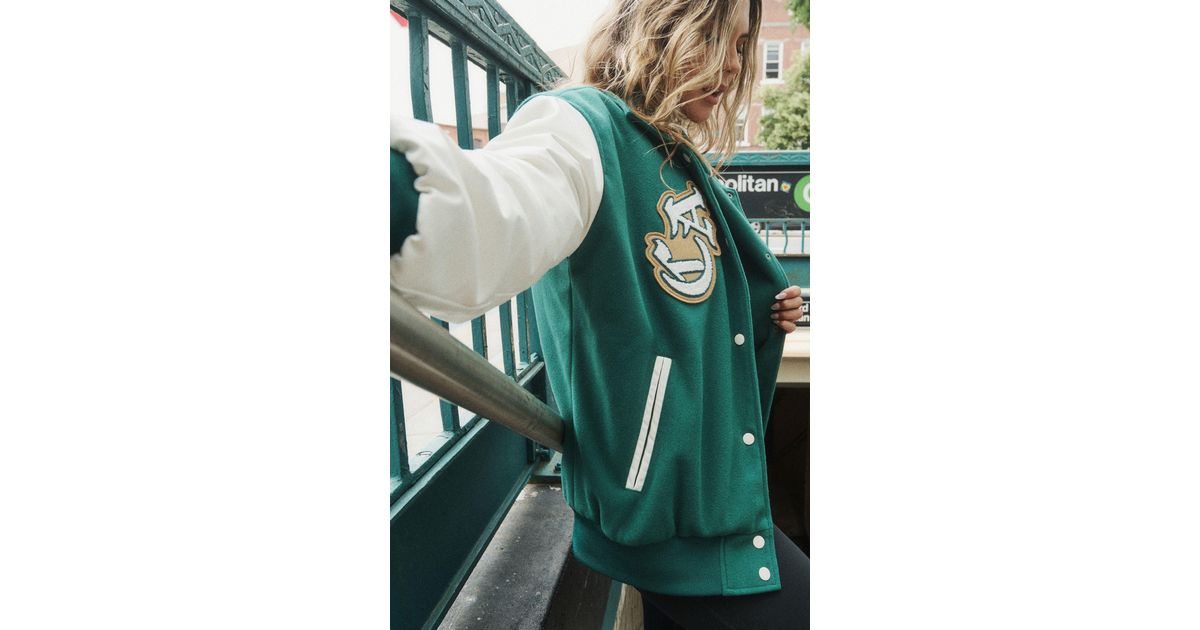 Garage Varsity Jacket in Green