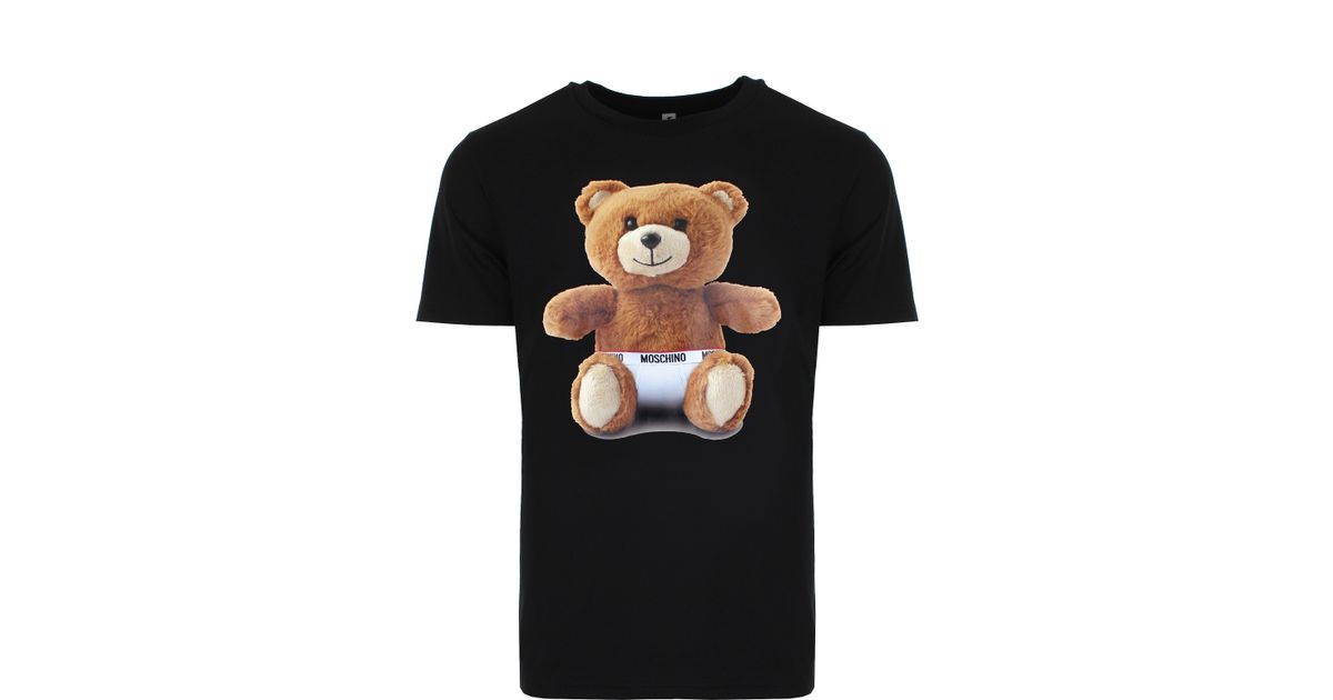 Moschino Bat Teddy Bear Women Short Sleeves T-Shirt Black
