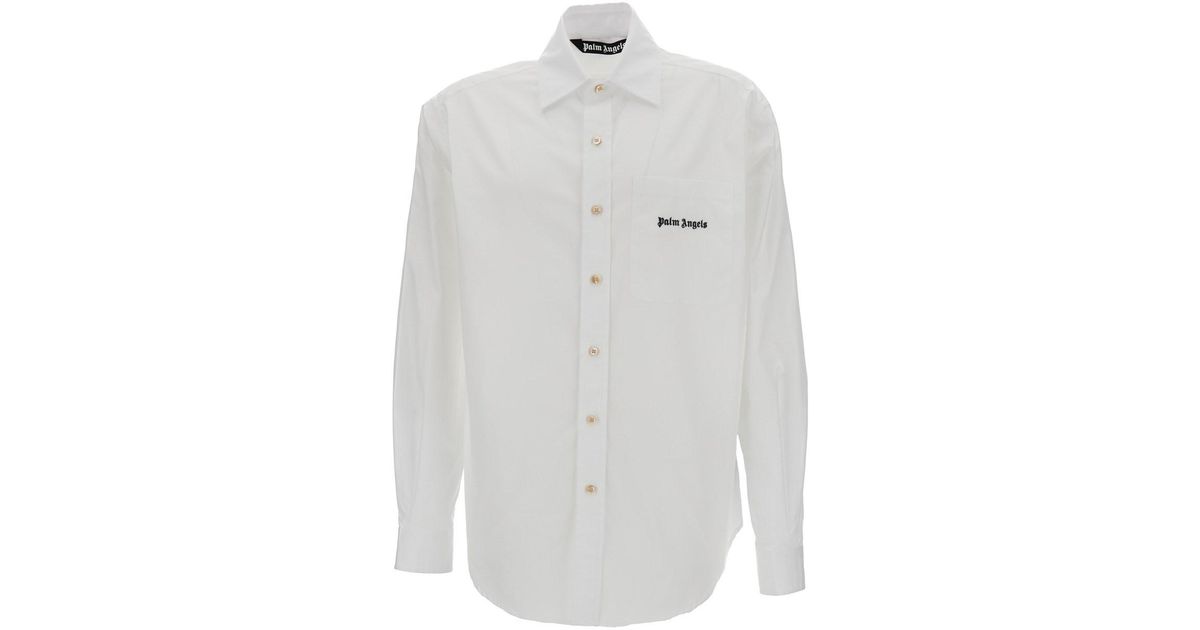 Palm Angels White Embroidered Shirt