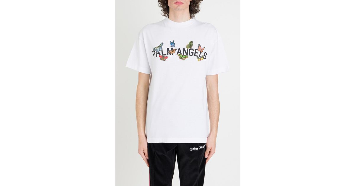 Palm Angels Butterfly Logo Print T-shirt in White for Men