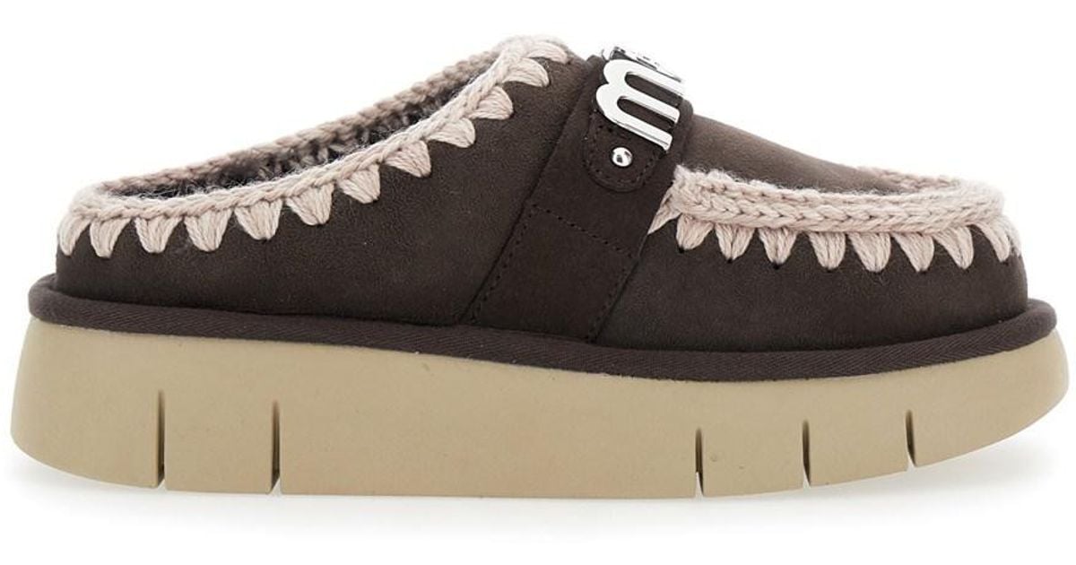 Mules Lettering Mou 'Bounce' Mules With Logo Lettering And Open Rear in Black | Lyst