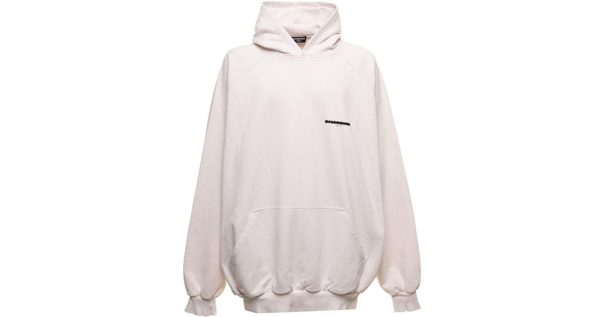 Balenciaga Oversize Cotton Hoodie Wiith Logo Man in Pink for Men | Lyst UK