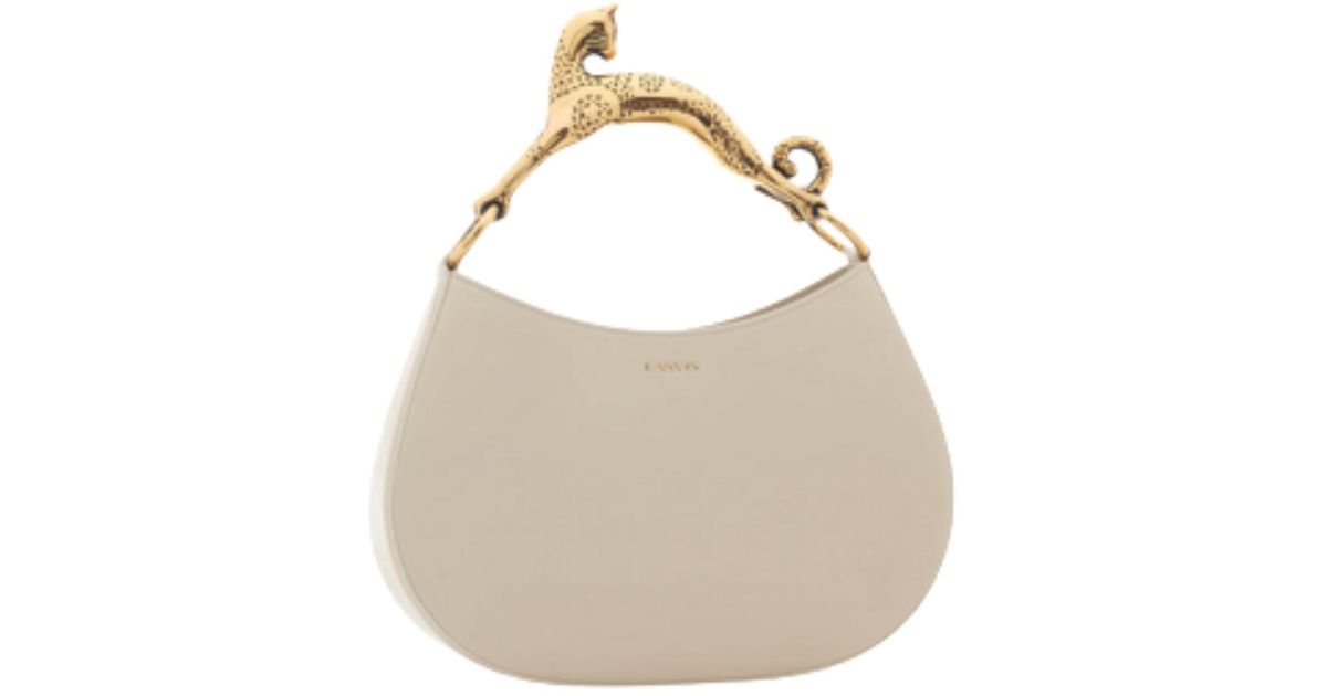 Lanvin Woman's Leather Sm Hobo Cat Handbag Bag in White | Lyst