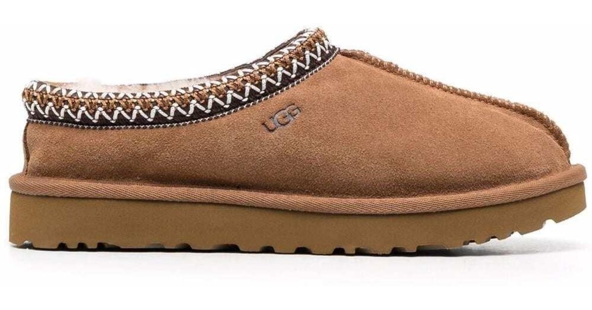 UGG Beige Calf Leather Bos Taurus Mules