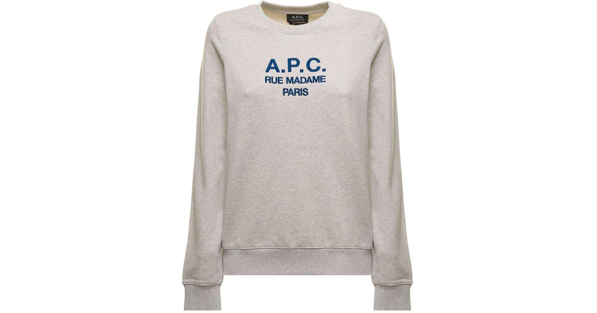 A.P.C. Tina Sweatshirt In Fleece Cotton With Logo Embroidery To The Chest  Woman in Gray | Lyst