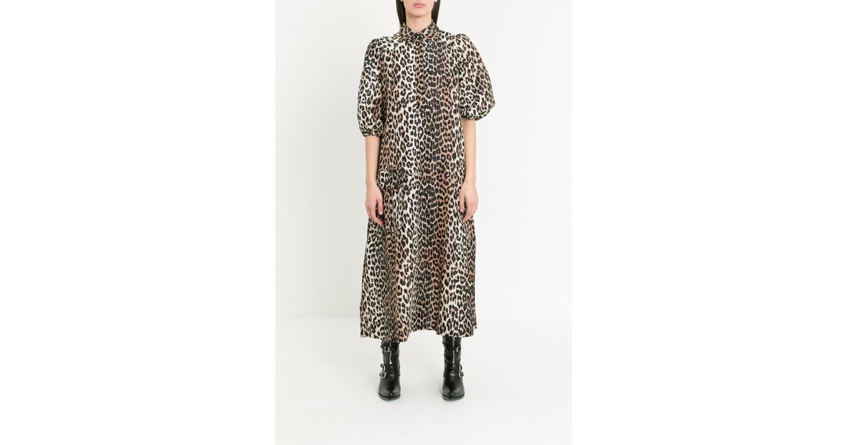 ganni cedar dress leopard