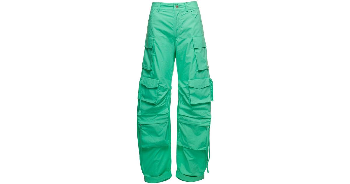 The Attico 'fern' Aqua Multipockets Cargo Pants In Denim Woman in